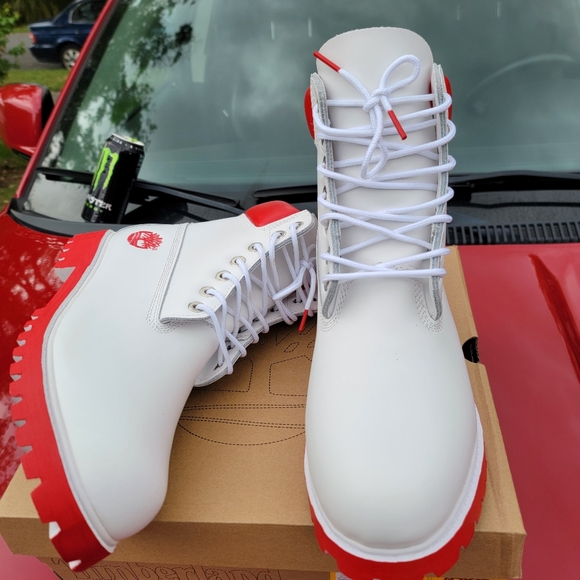 Red Timberland boots fashion Fire waterproof - Picture 5 of 7